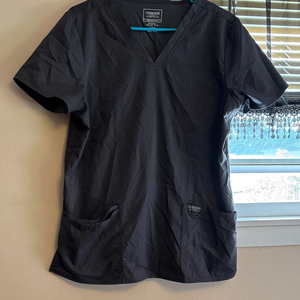 Cherokee Charcoal V-Neck Scrub Top